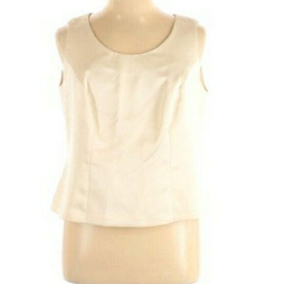 90's R&M Richards Formal Fitted Sleeveless Satin Ivory Shell Top Sz 16W - Picture 2 of 11
